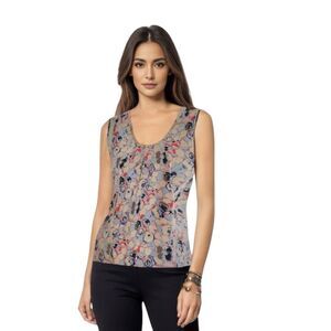 Gap Womens Blouse Top Size XS Floral Print Sleeveless Artsy Colorful Vibrant